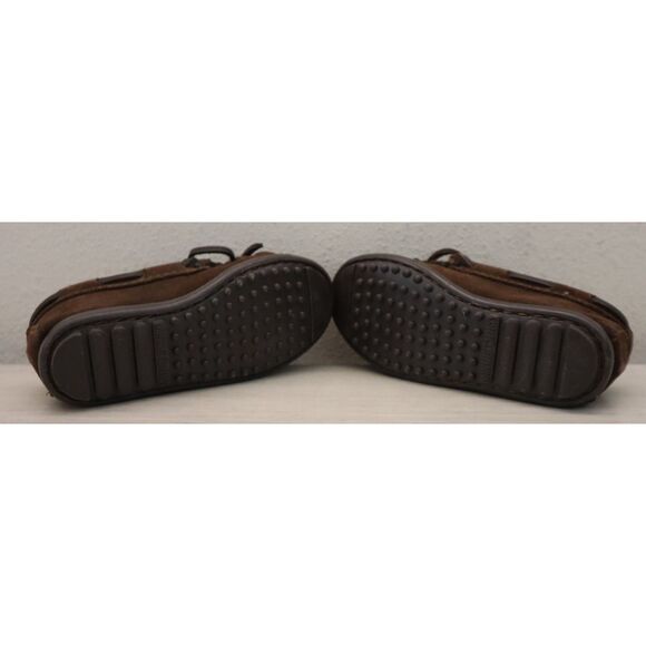 Minnetonka 2773 Boy's Sz 9M Chocolate Brown Suede Slip-On Moccassin Boat Shoes - Picture 4 of 12